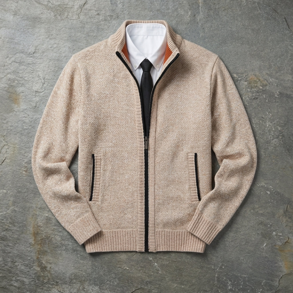 Dovielle Casual Sports Coat for Men - Stand Collar Zip Layering Piece