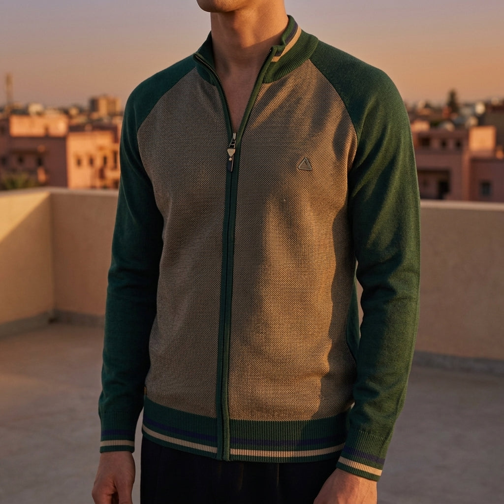 Fynovelle Spliced Cardigan for Men - Cotton Blend Streetwear Sweater