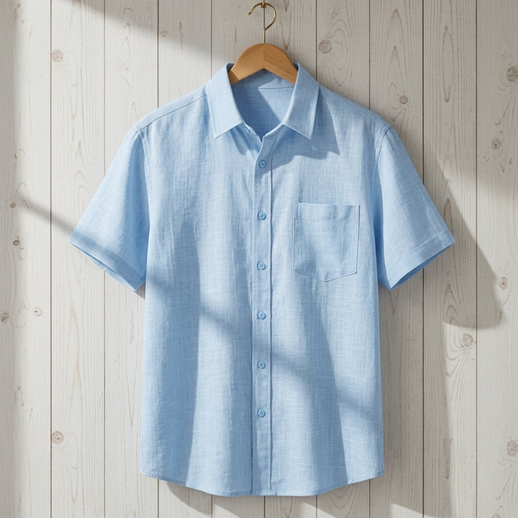 Orvienne Linen Shirt for Men - Lightweight Cotton-Linen Short Sleeve Shirt