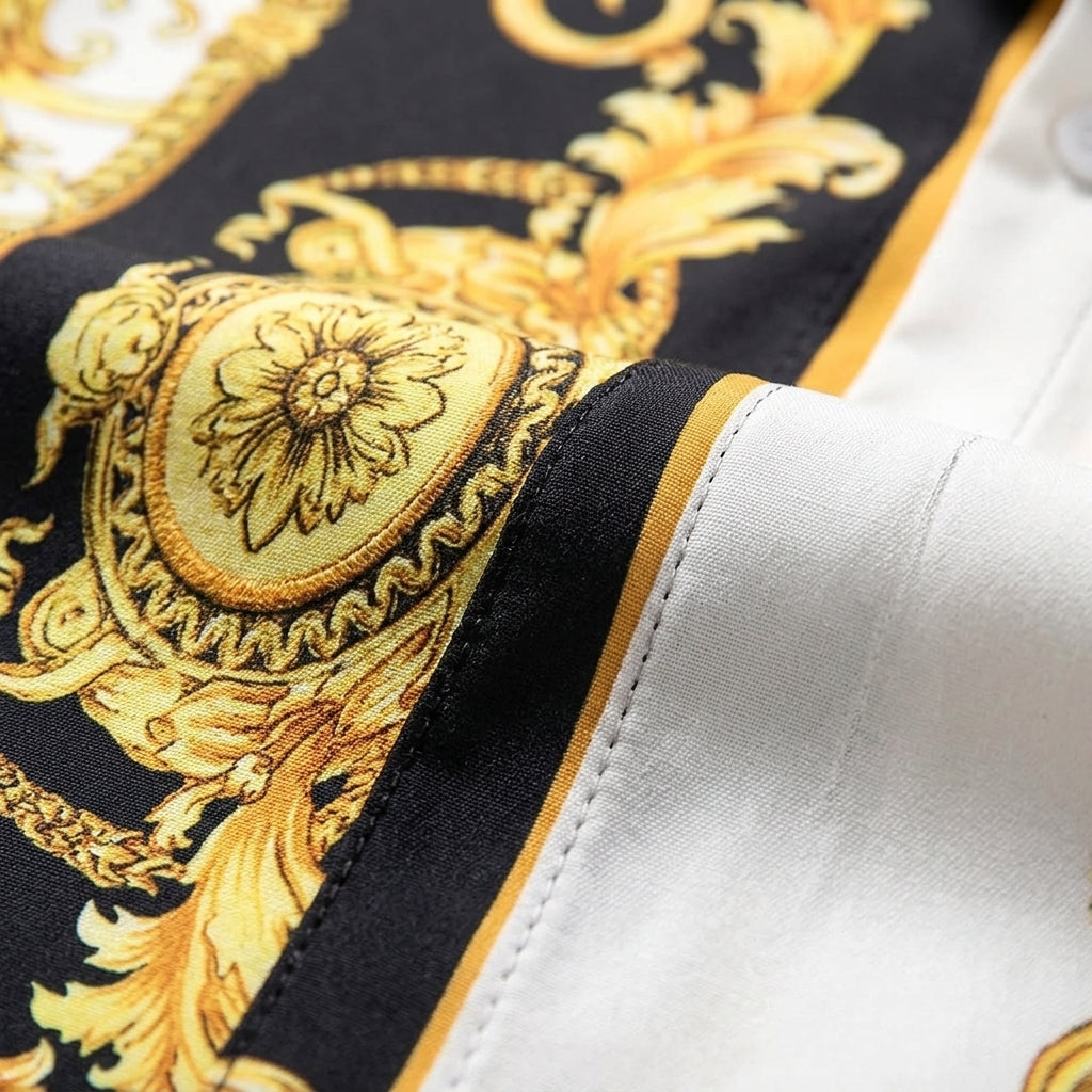Monaco Baroque Print Shirt for Men - Cotton Blend Statement Button-Up