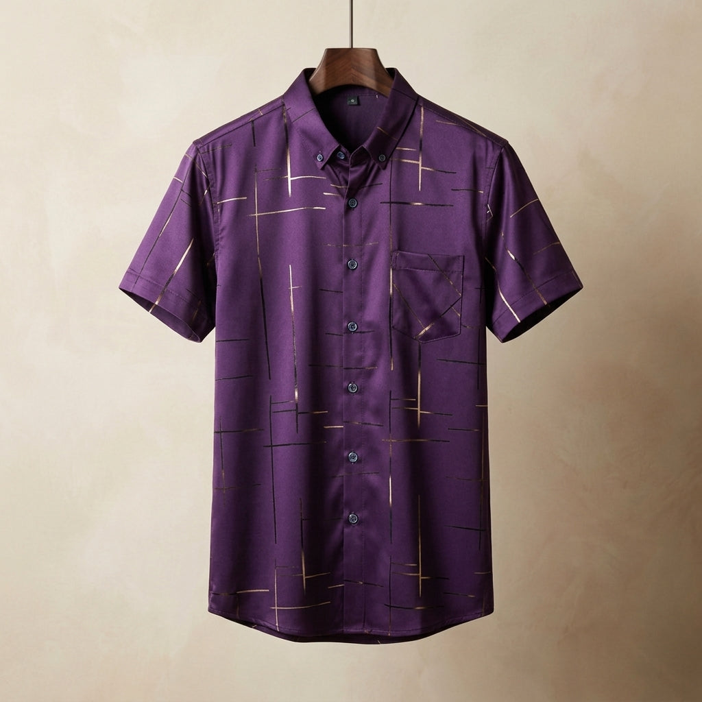 Salerno Short Sleeve Shirt for Men - Cotton Blend with Subtle Pattern Detail