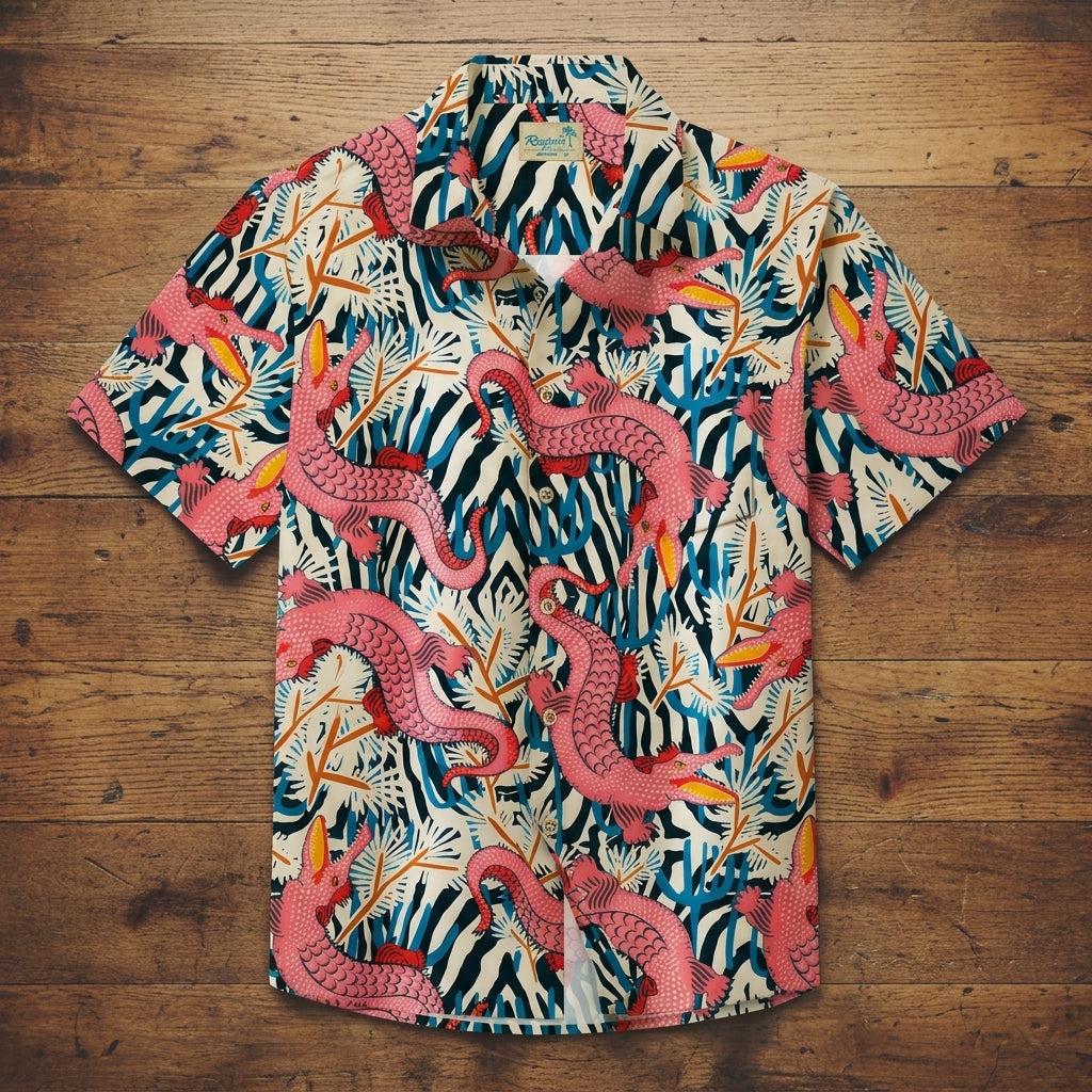 Palermo Alligator Print Shirt for Men - Soft Cotton Statement Shirt