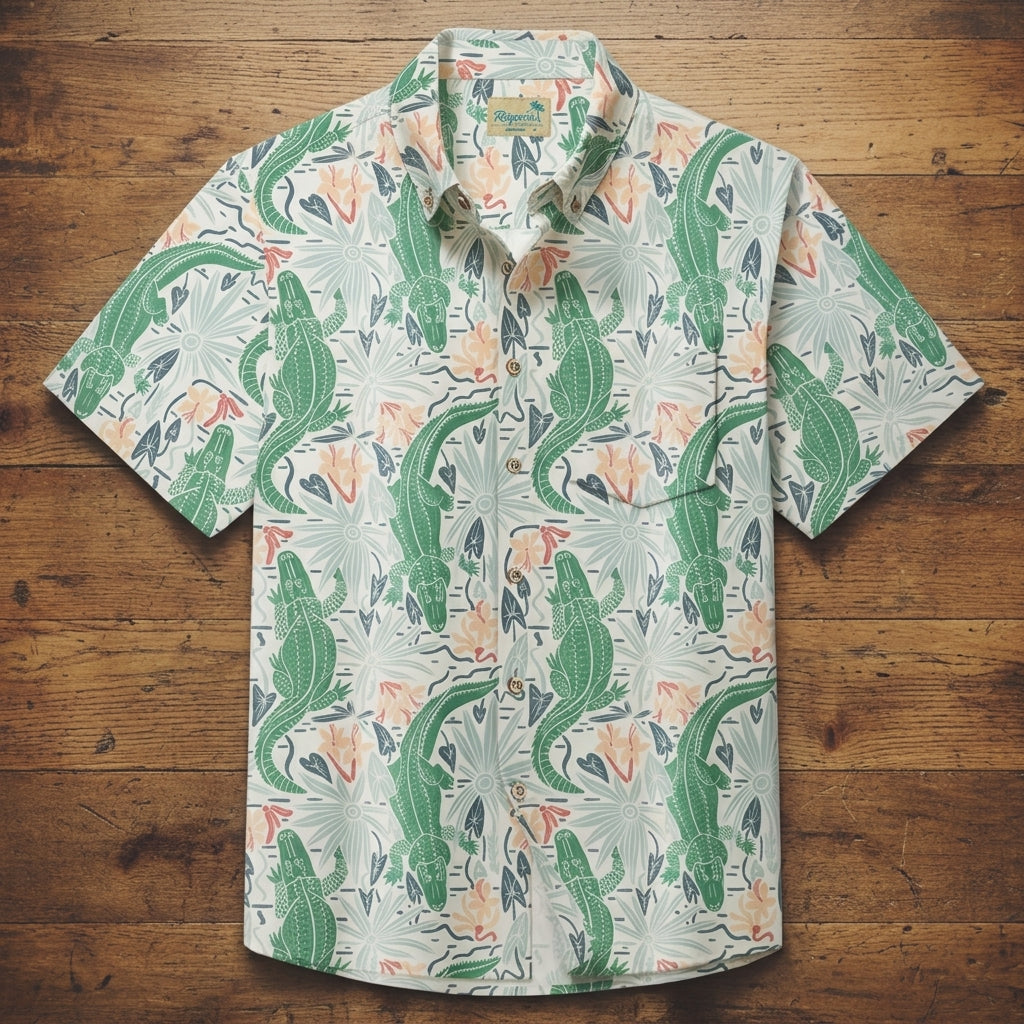 Palermo Alligator Print Shirt for Men - Soft Cotton Statement Shirt