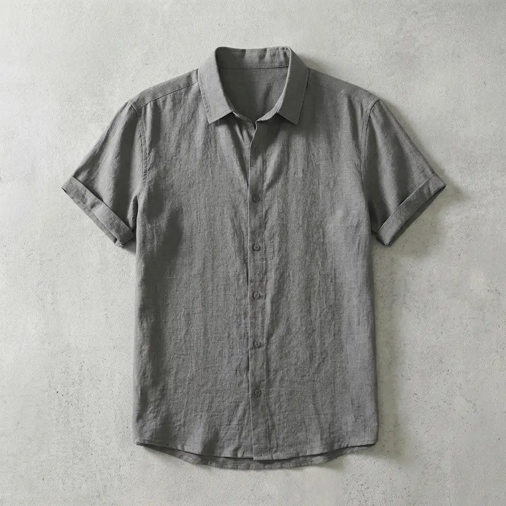 Ciago Linen Shirt for Men, Breathable Short-Sleeve Relaxed Fit Shirt