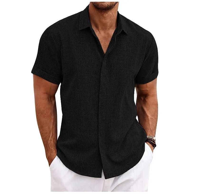 Men's Cotton Linen Shirt | Double Placket Breathable Button-Up
