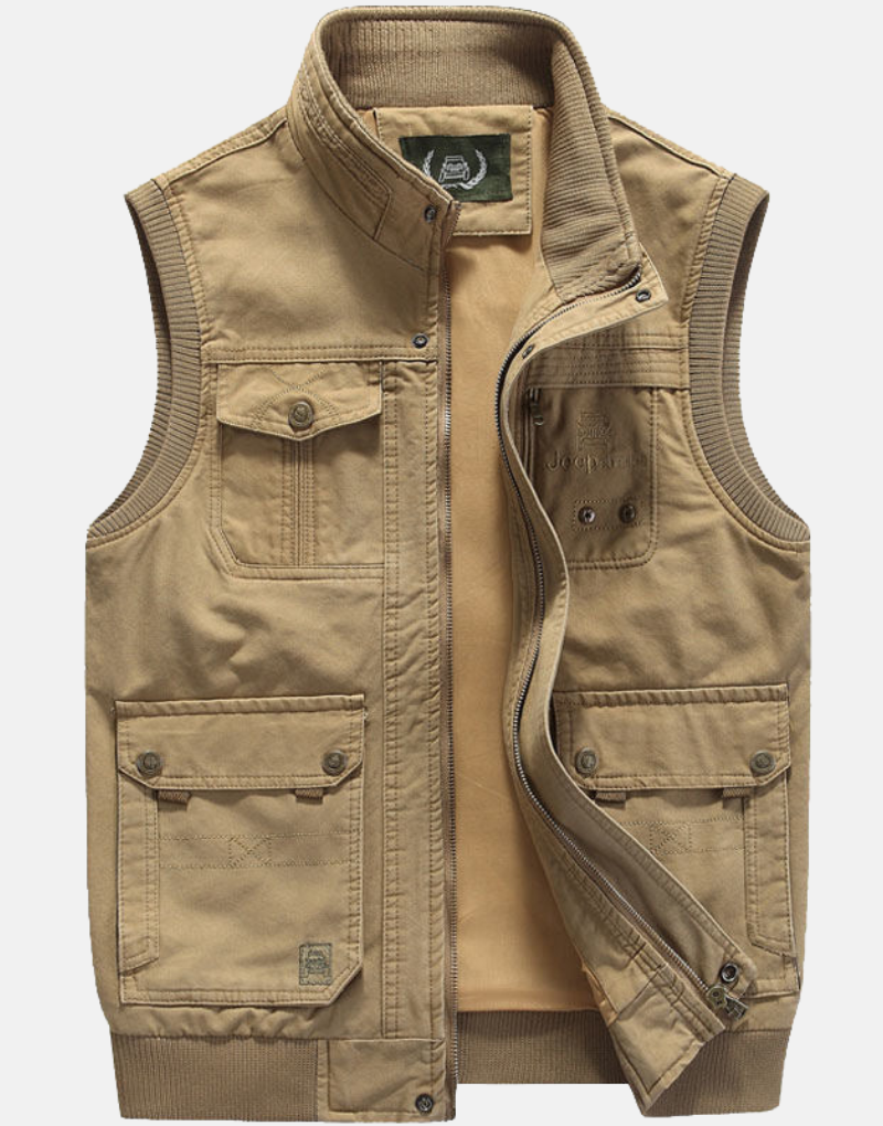 Men's Multi Pocket Utility Vest, Cotton Blend Outdoor Vest