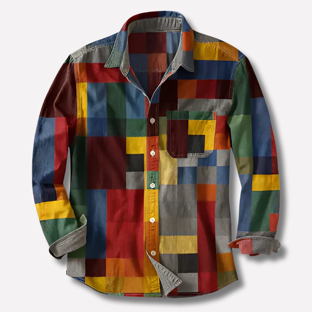 Men's Business Dress Shirt - Long-Sleeve Button-Up for Office Wear