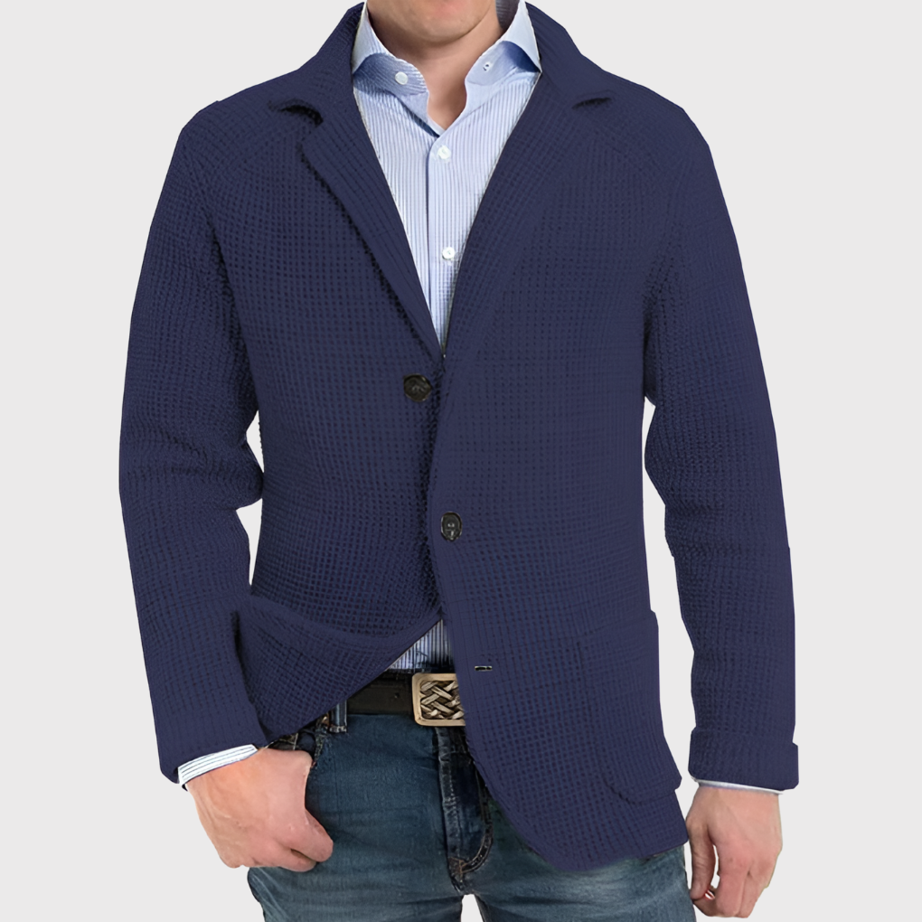 Men's Knitted Cardigan - Button-Front Long Sleeve Layering Sweater