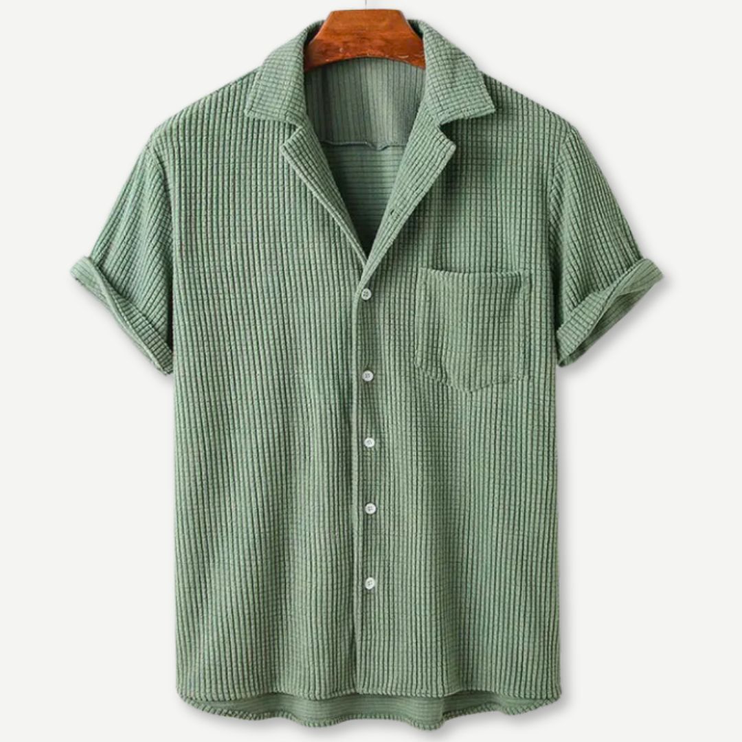 Relaxed Knitted Waffle Shirt - Soft, Breathable Button-Up Shirt for Men