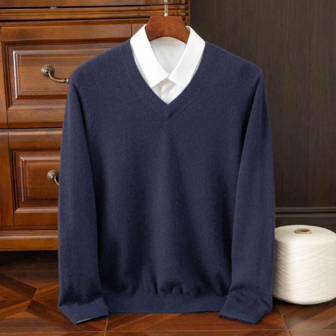 Olympia Merino V-Neck Sweater - Ultra-Soft Merino Wool for Men