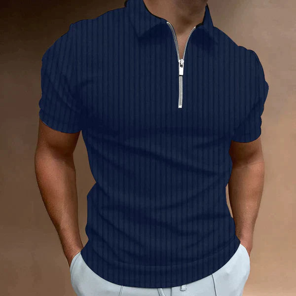 Men's Muscle Fit Polo Shirt | Zip-Up Athletic Fit Polo
