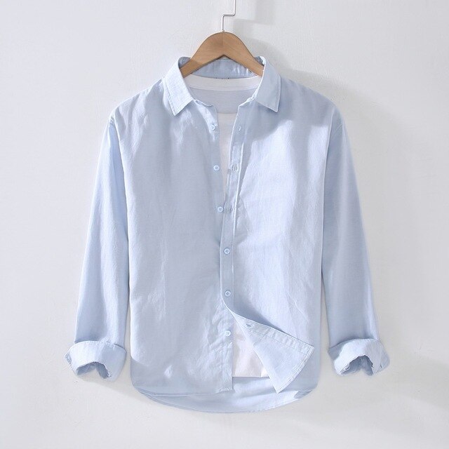Men's Long Sleeve Cotton Linen Shirt | Breathable Button-Down