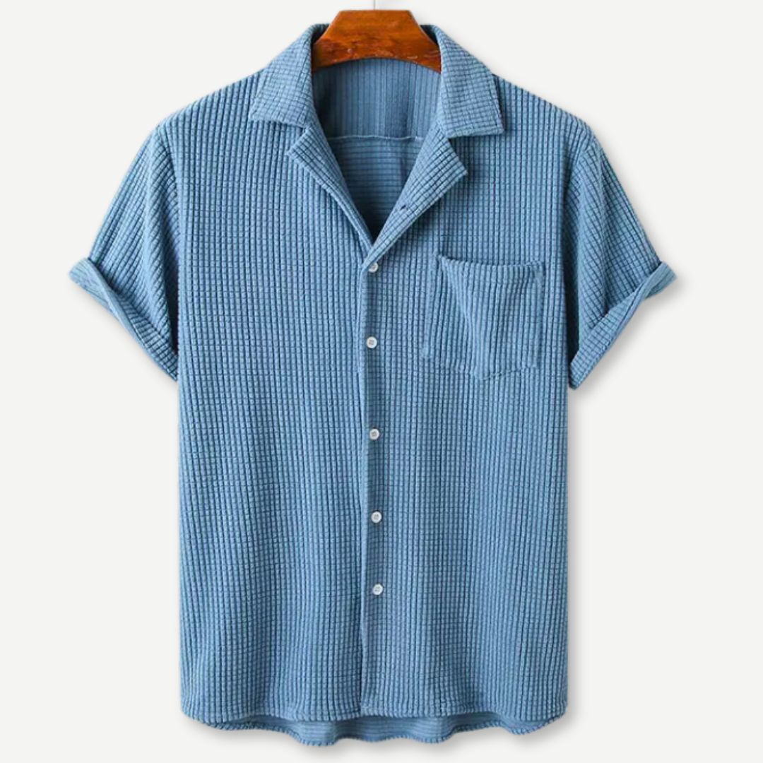 Relaxed Knitted Waffle Shirt - Soft, Breathable Button-Up Shirt for Men