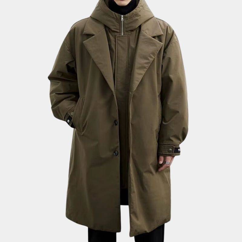Arctos Men's Trench Coat - Windproof, Longline Winter Outerwear