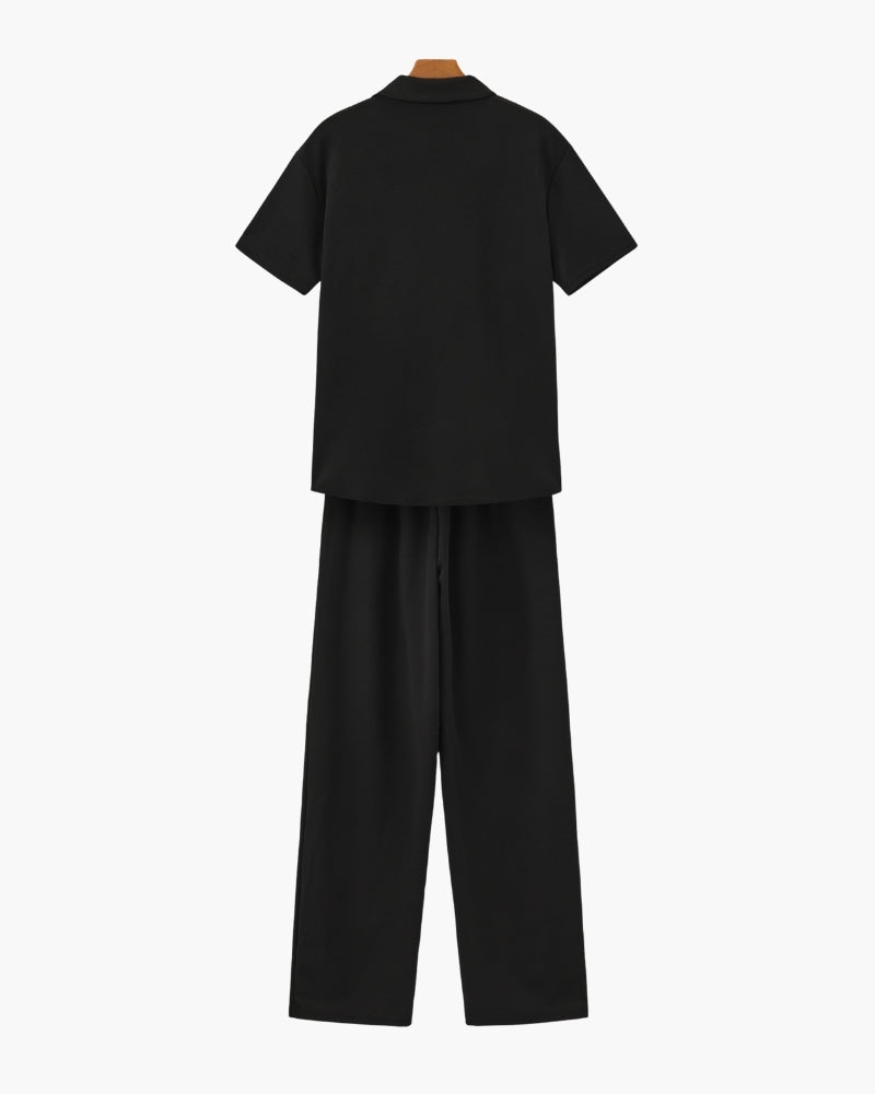 Men's Two-Piece Polo and Drawstring Pants Set - Matching Casual Outfit