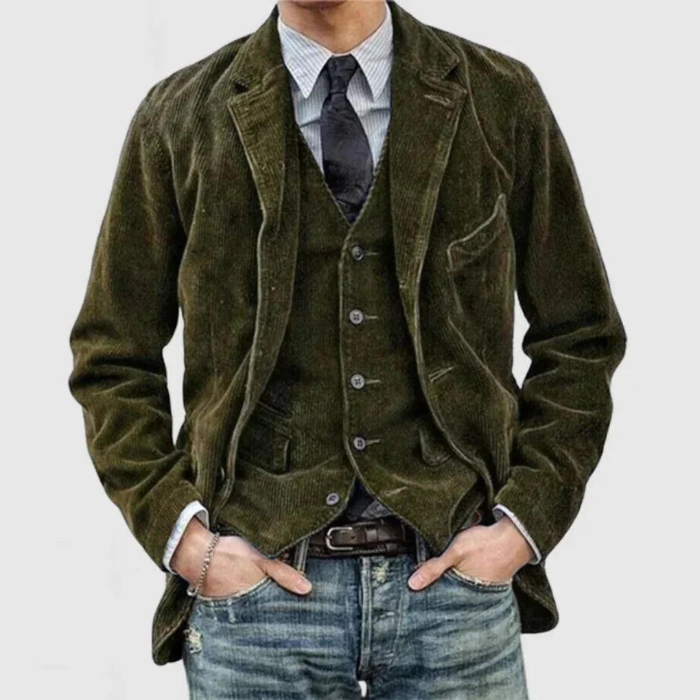 Men's Vintage Blazer and Vest Set, Tailored Two Piece