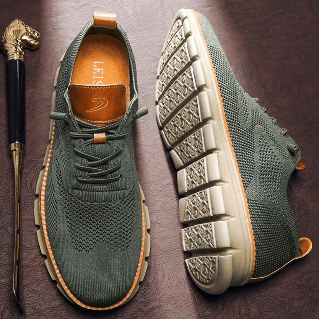 Men's Knit Sneakers with Flex Grip Sole, Lightweight Casual Trainers