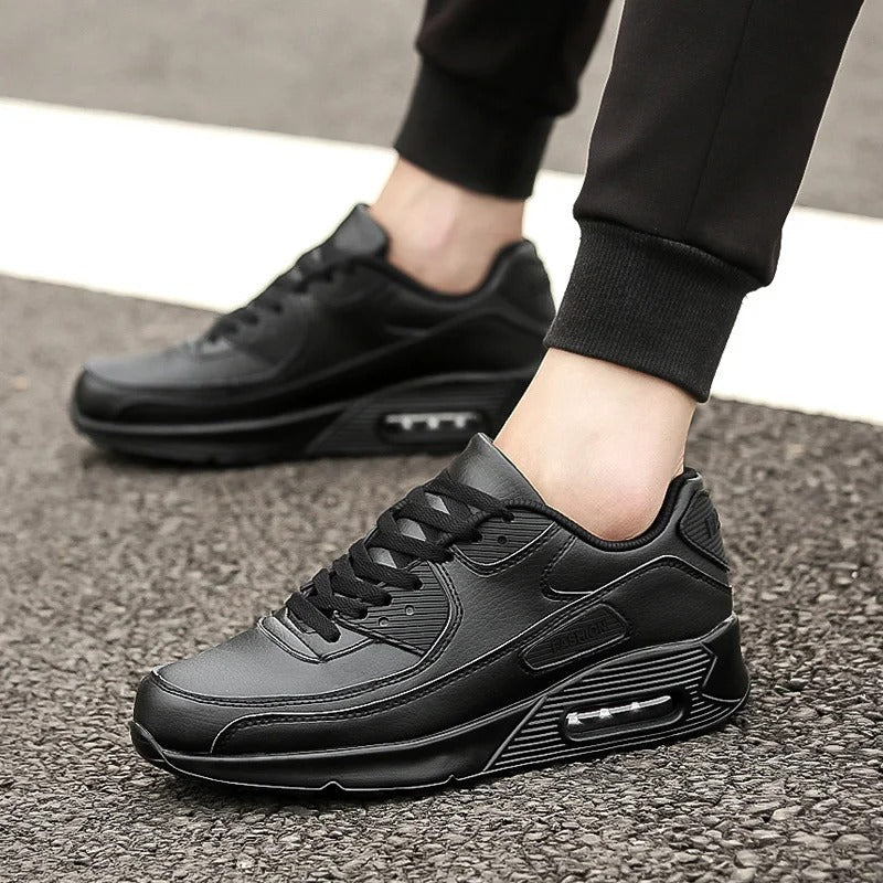 White Leather Sneakers for Men, High-Sole Urban Style Shoes