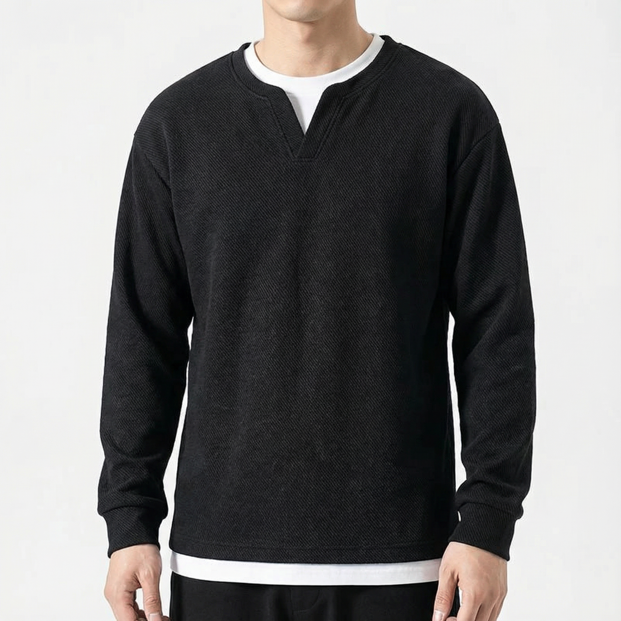 Malaga Cotton Split-Neck Jumper for Men - Relaxed Everyday Sweater