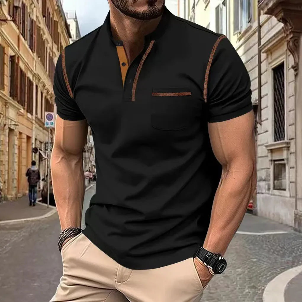 Men's Ribbed Collar Polo Shirt, Knit Polo for Casual and Smart-Casual Wear