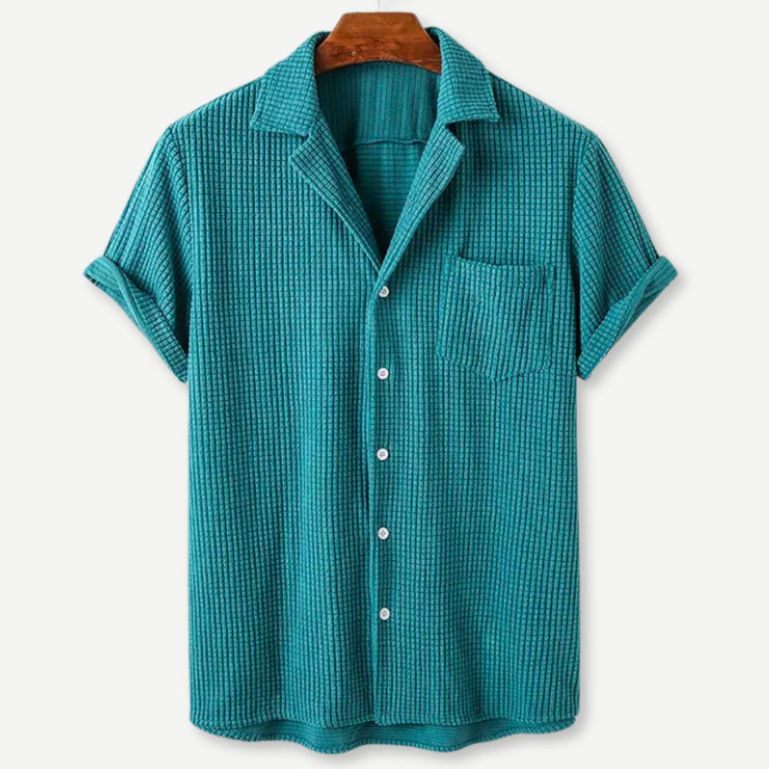 Relaxed Knitted Waffle Shirt - Soft, Breathable Button-Up Shirt for Men