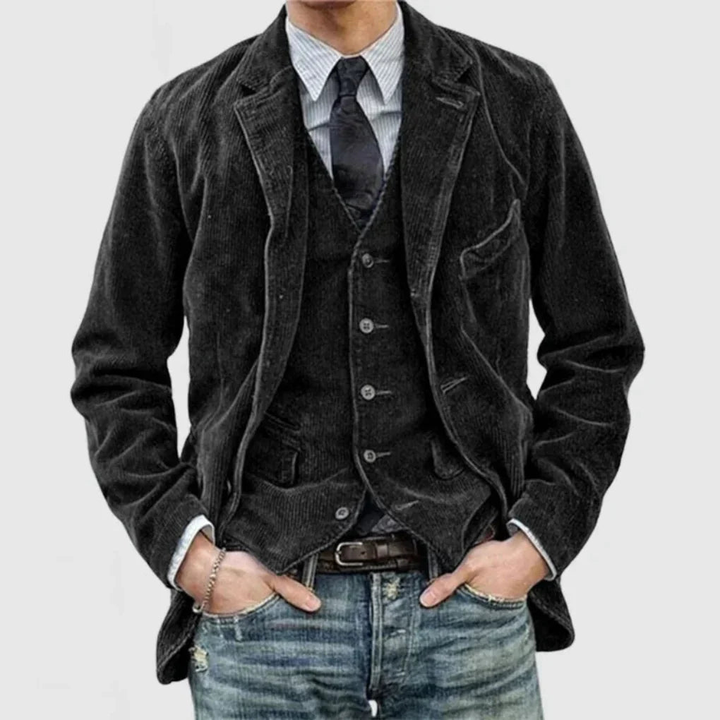 Men's Vintage Blazer and Vest Set, Tailored Two Piece