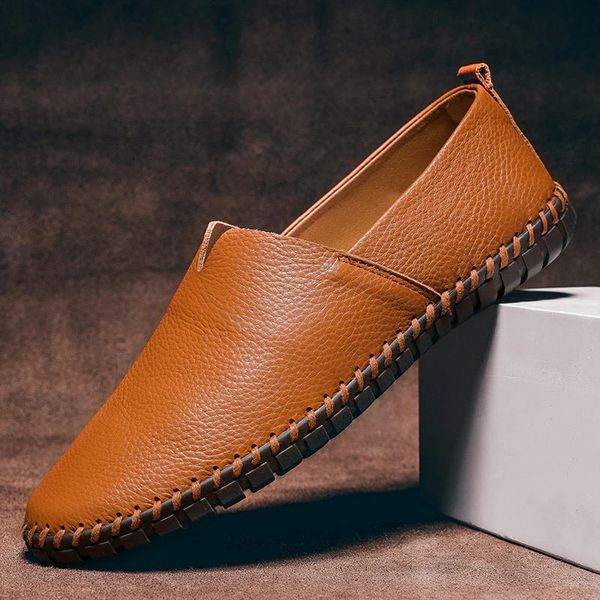 Men's Vintage Loafers with Hand-Stitched Sole, Premium Slip-On Shoes
