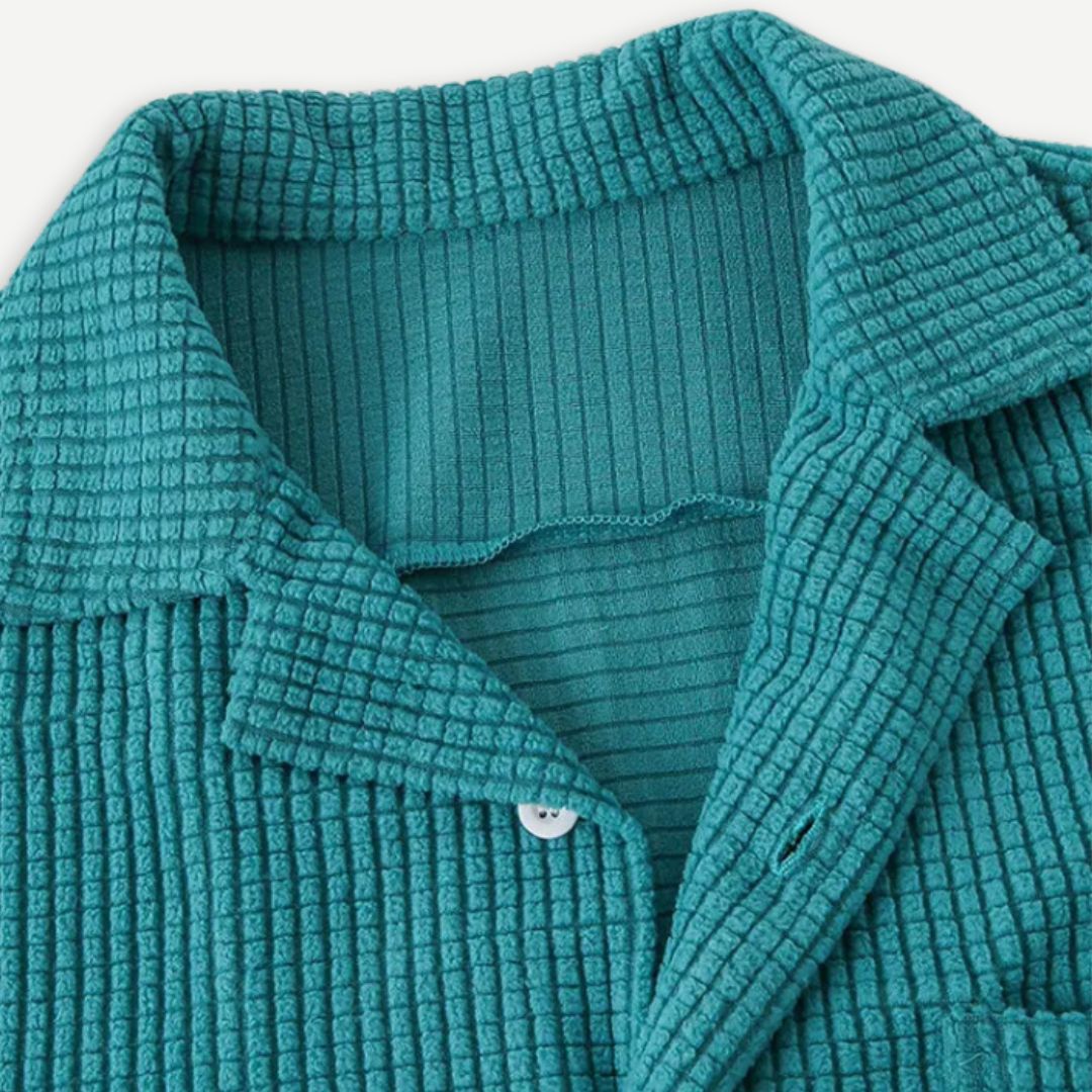 Relaxed Knitted Waffle Shirt - Soft, Breathable Button-Up Shirt for Men