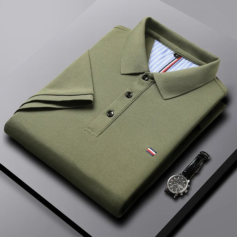 Men's Breathable Polo Shirt, Cotton Blend with Embroidery Detail