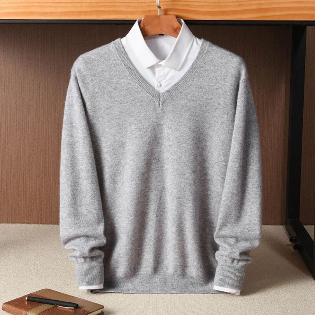 Olympia Merino V-Neck Sweater - Ultra-Soft Merino Wool for Men