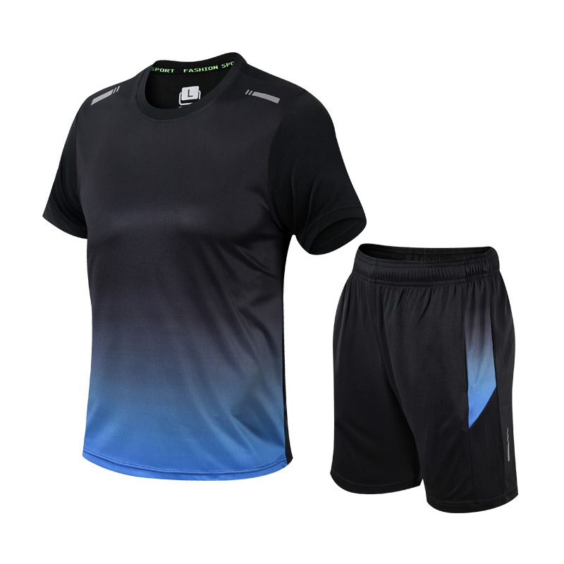 Men's Athletic 2-Piece Set - Gradient T-Shirt & Shorts