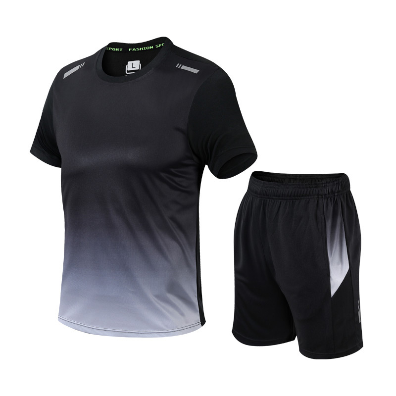 Men's Athletic 2-Piece Set - Gradient T-Shirt & Shorts