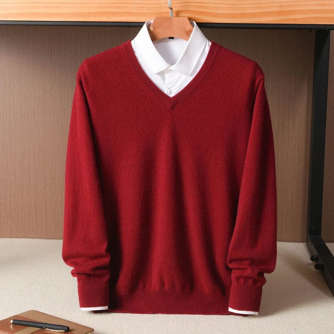 Olympia Merino V-Neck Sweater - Ultra-Soft Merino Wool for Men