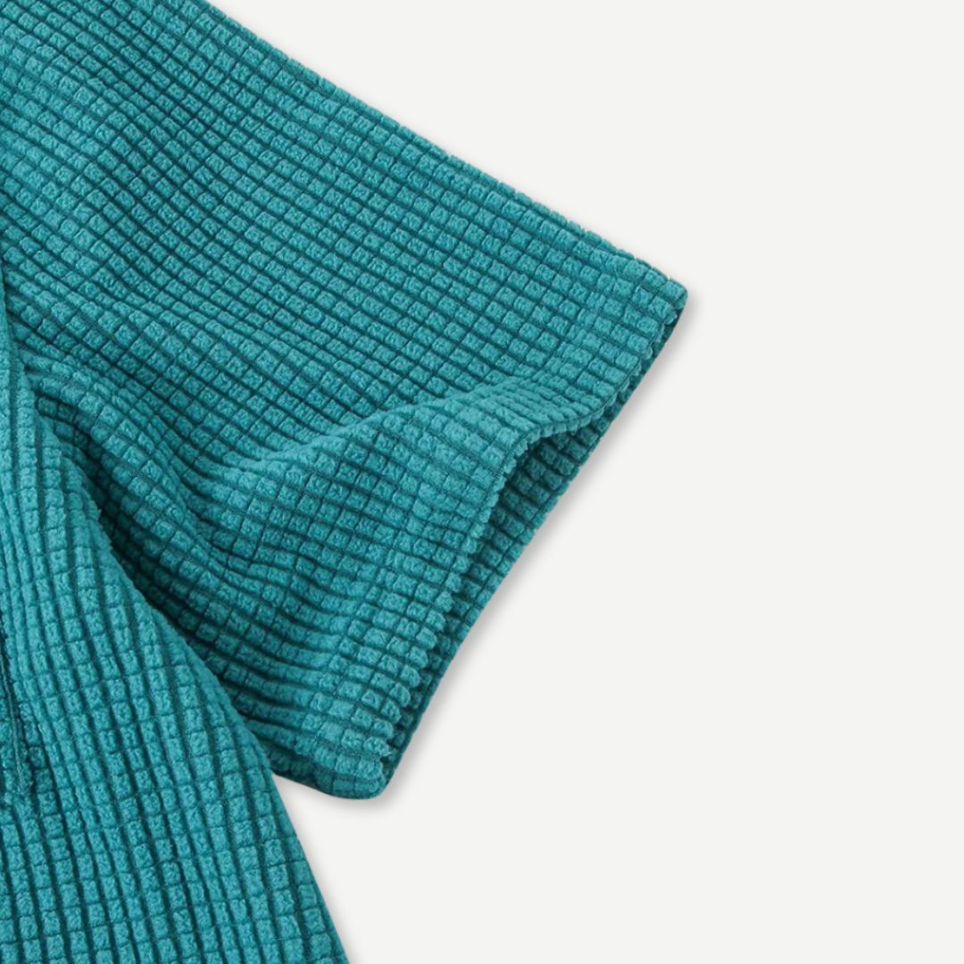 Relaxed Knitted Waffle Shirt - Soft, Breathable Button-Up Shirt for Men