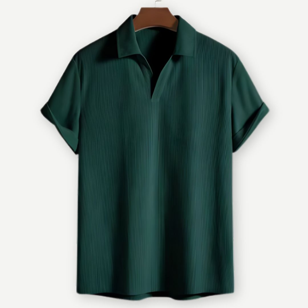 Ribbed Johnny Collar Polo - Soft Breathable Polo Shirt for Men
