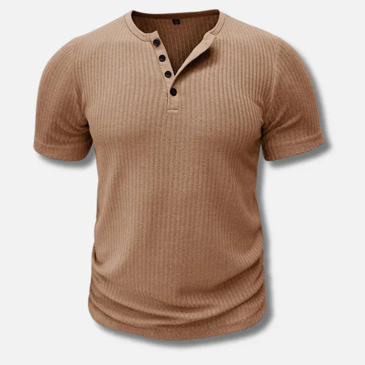 Men's Slim-Fit Henley T-Shirt, Cotton Blend Button Placket Tee