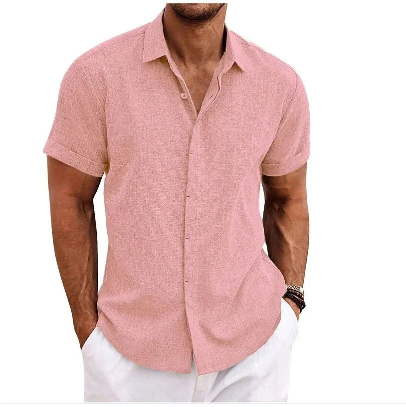 Men's Cotton Linen Shirt | Double Placket Breathable Button-Up