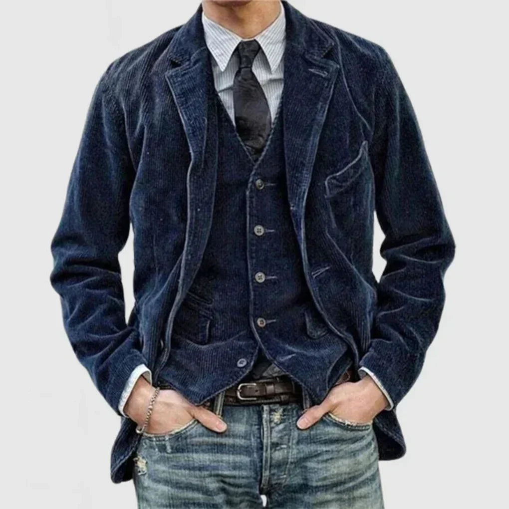 Men's Vintage Blazer and Vest Set, Tailored Two Piece