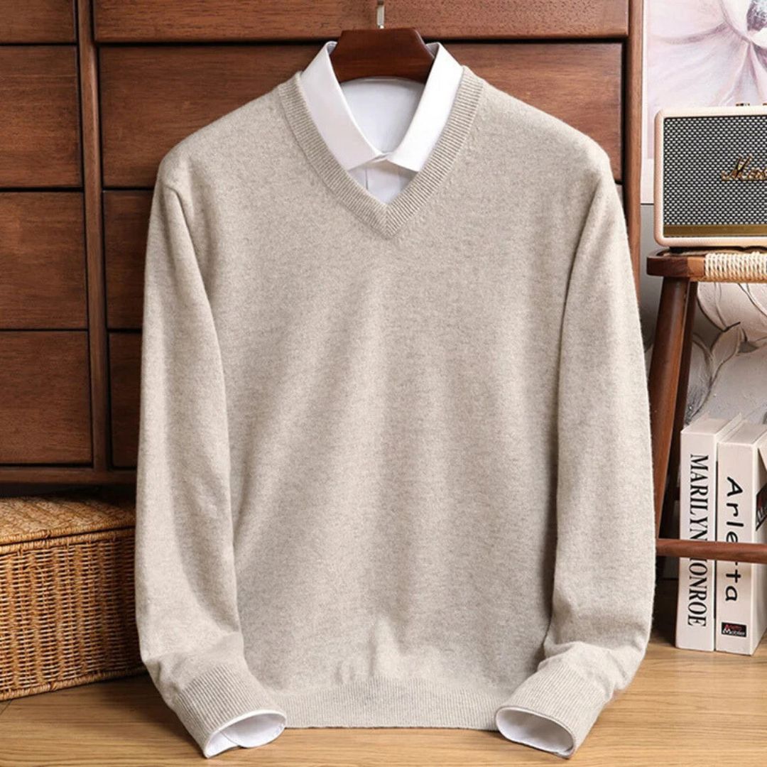 Olympia Merino V-Neck Sweater - Ultra-Soft Merino Wool for Men