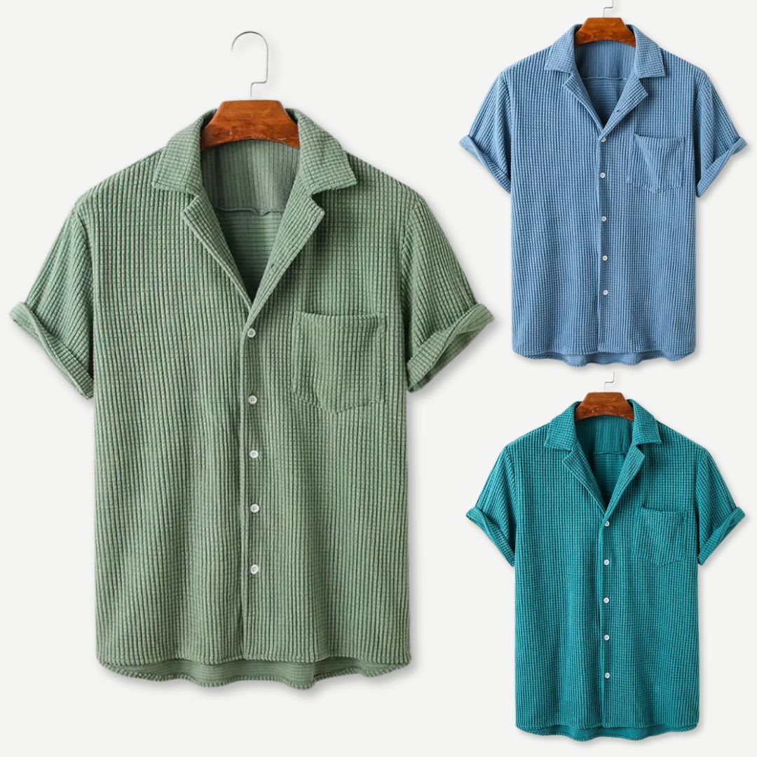 Relaxed Knitted Waffle Shirt - Soft, Breathable Button-Up Shirt for Men