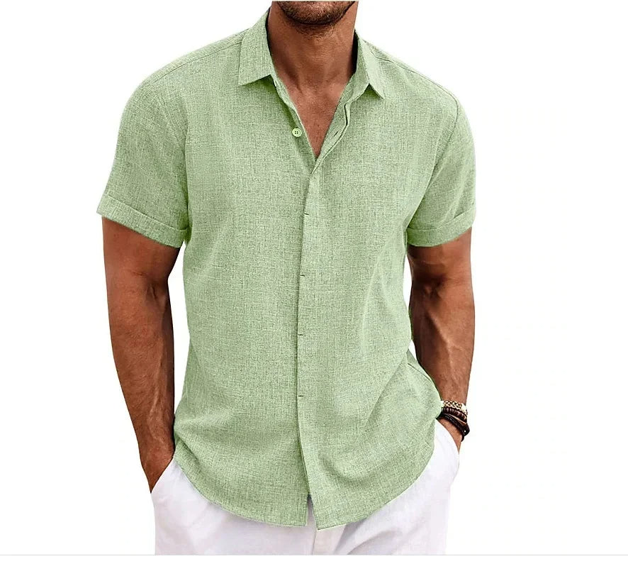 Men's Cotton Linen Shirt | Double Placket Breathable Button-Up