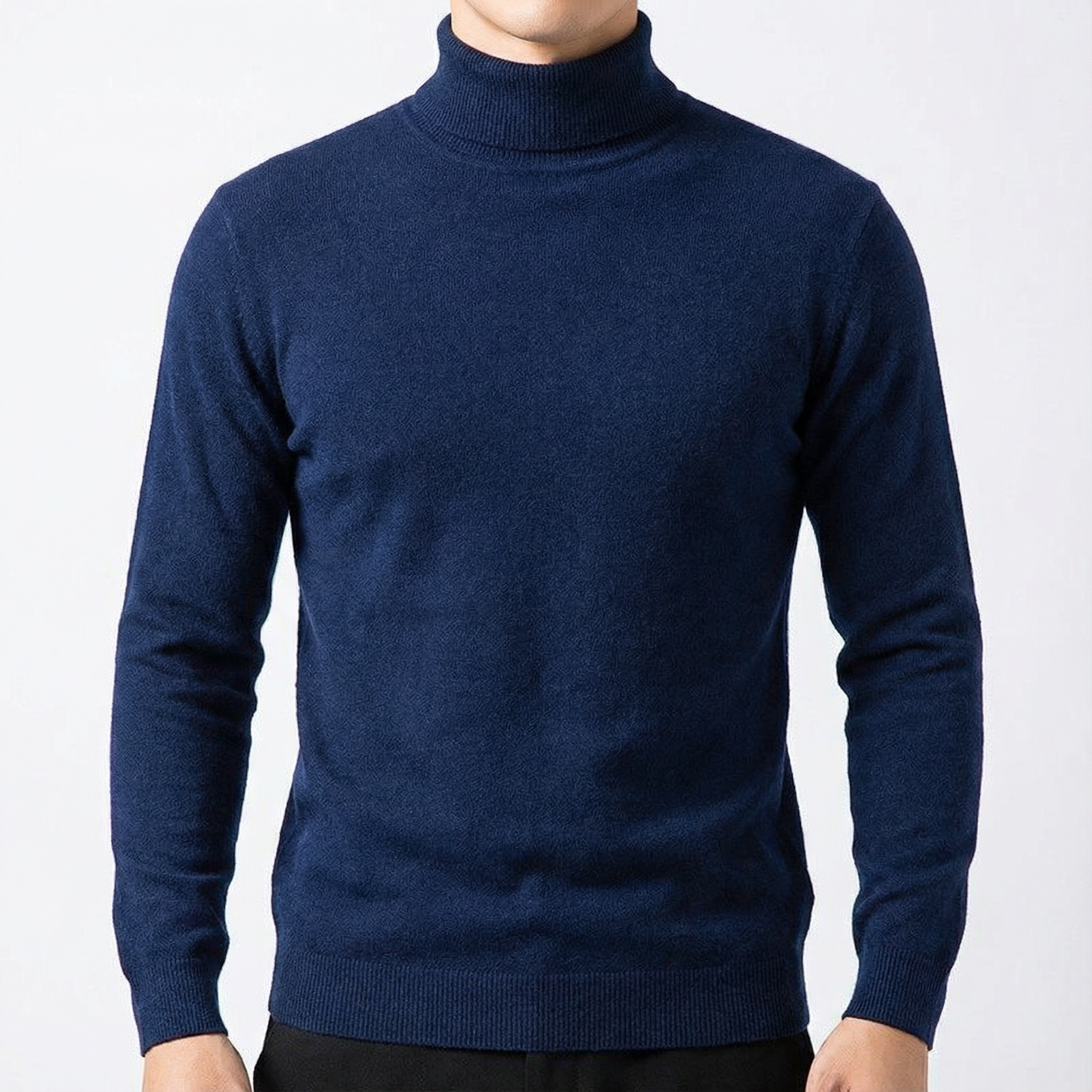 Cashmere Turtleneck for Men, Ribbed Cuff Minimal Cold-Weather Sweater
