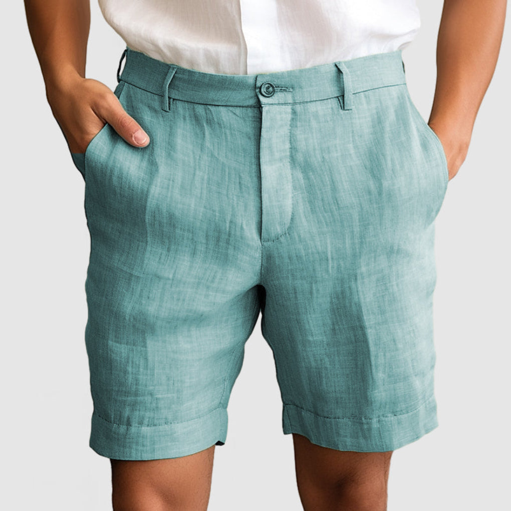 Men's Cotton Linen Casual Shorts, Breathable Summer Shorts