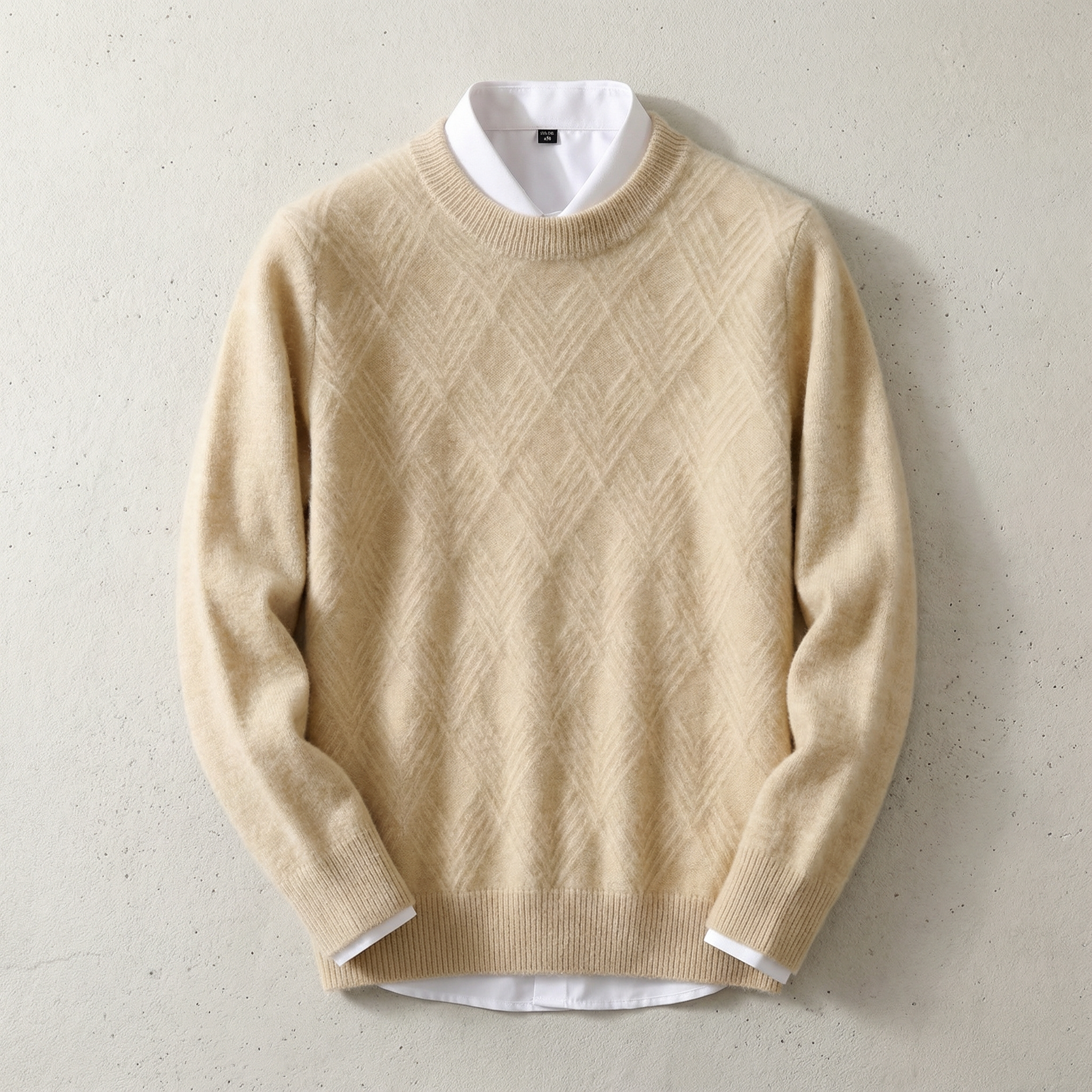 Lucca Cashmere Sweater for Men - Textured Knit with Ribbed Cuffs