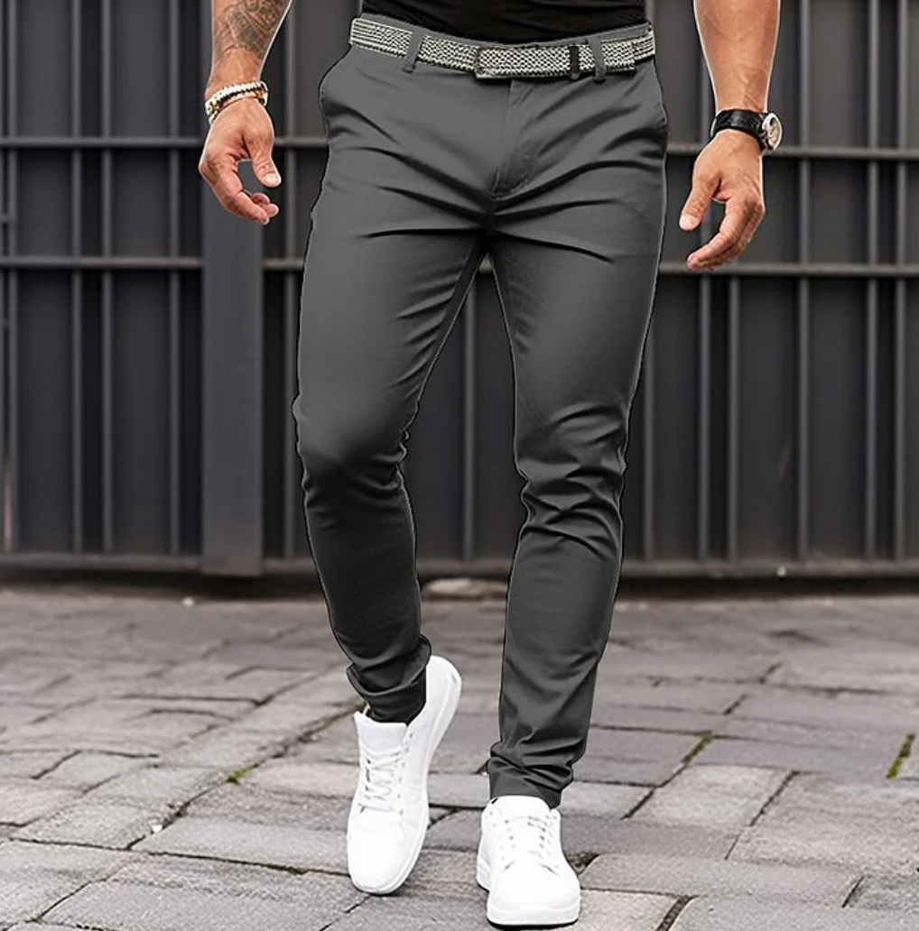 Men's Business Trousers, Mid-Rise Tailored Dress Pants for Work