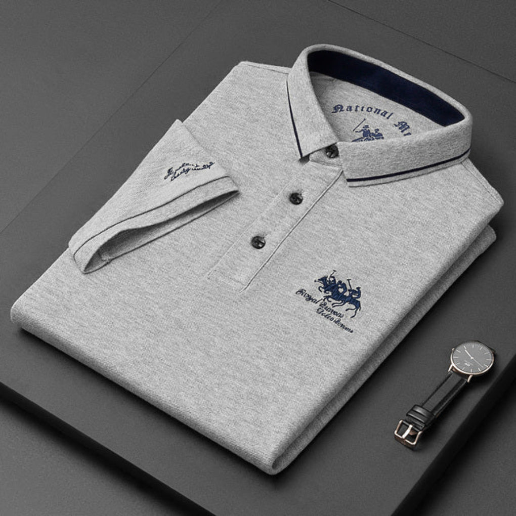 Men's Casual Polo Shirt, Breathable Cotton Polo with Button-Down Collar