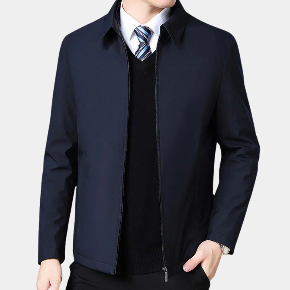 Men's Zip-Up Fall Jacket | Classic Collar Lightweight Coat