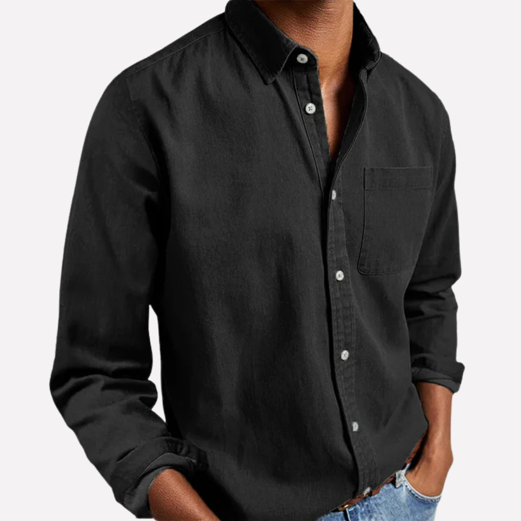 Men's Casual Button-Up Shirt, Everyday Standard Fit Collared Top