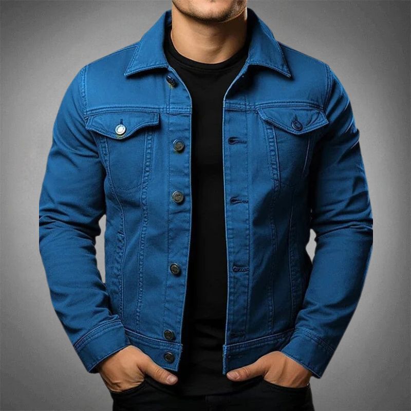 Men's Classic Denim Jacket, Button Up Cotton Coat