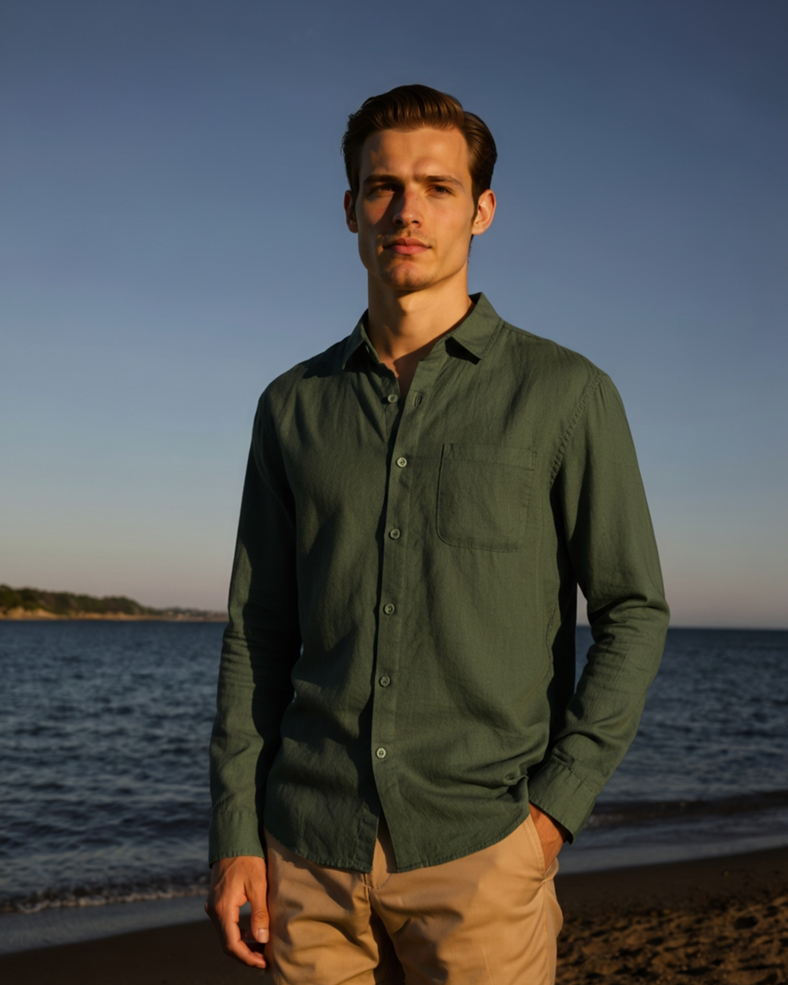 Men's Casual Button-Down Shirt with Chest Pocket, Classic Everyday Shirt